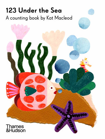 Colorful board book featuring ocean-themed illustrations by Kat Macleod, with sea creatures like seahorses and jellyfish, designed to teach counting in a fun and engaging way