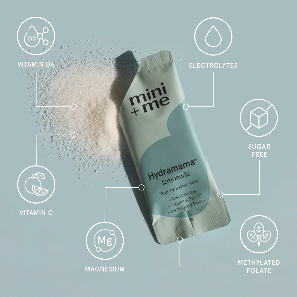 Hydramama Lemonade Hydration Electrolyte Drink for Pregnancy & Postpartum - Open Sachet with Nutrients