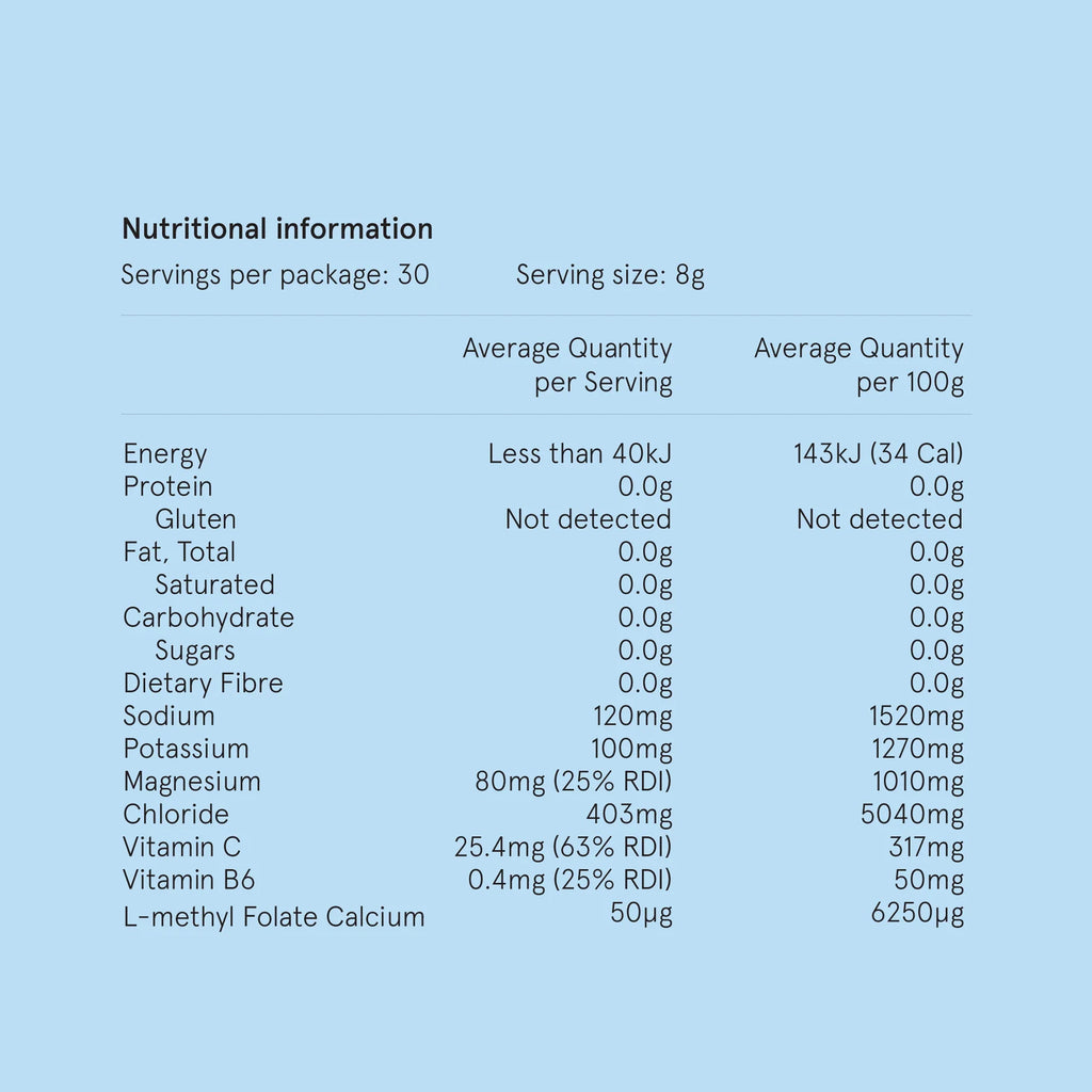 Hydramama Lemonade Hydration Electrolyte Drink for Pregnancy & Postpartum - Nutritional Information