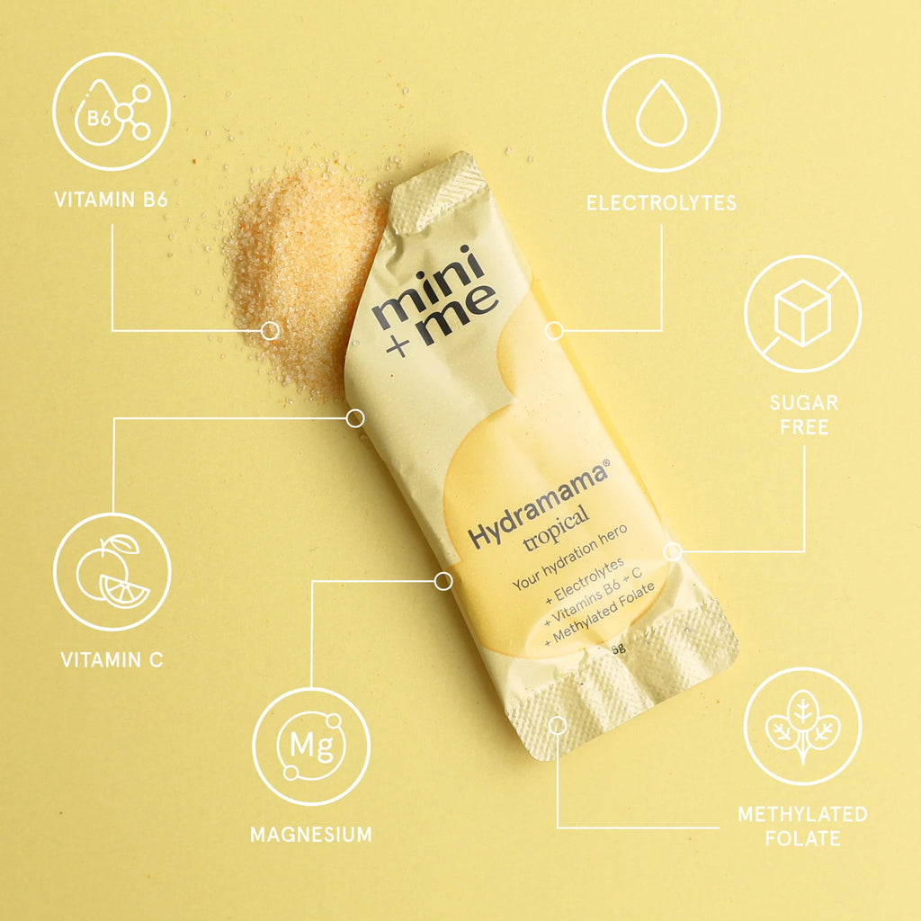 Hydramama Tropical Hydration Electrolyte Drink for Pregnancy & Postpartum - Sachet with Contents and Nutrients