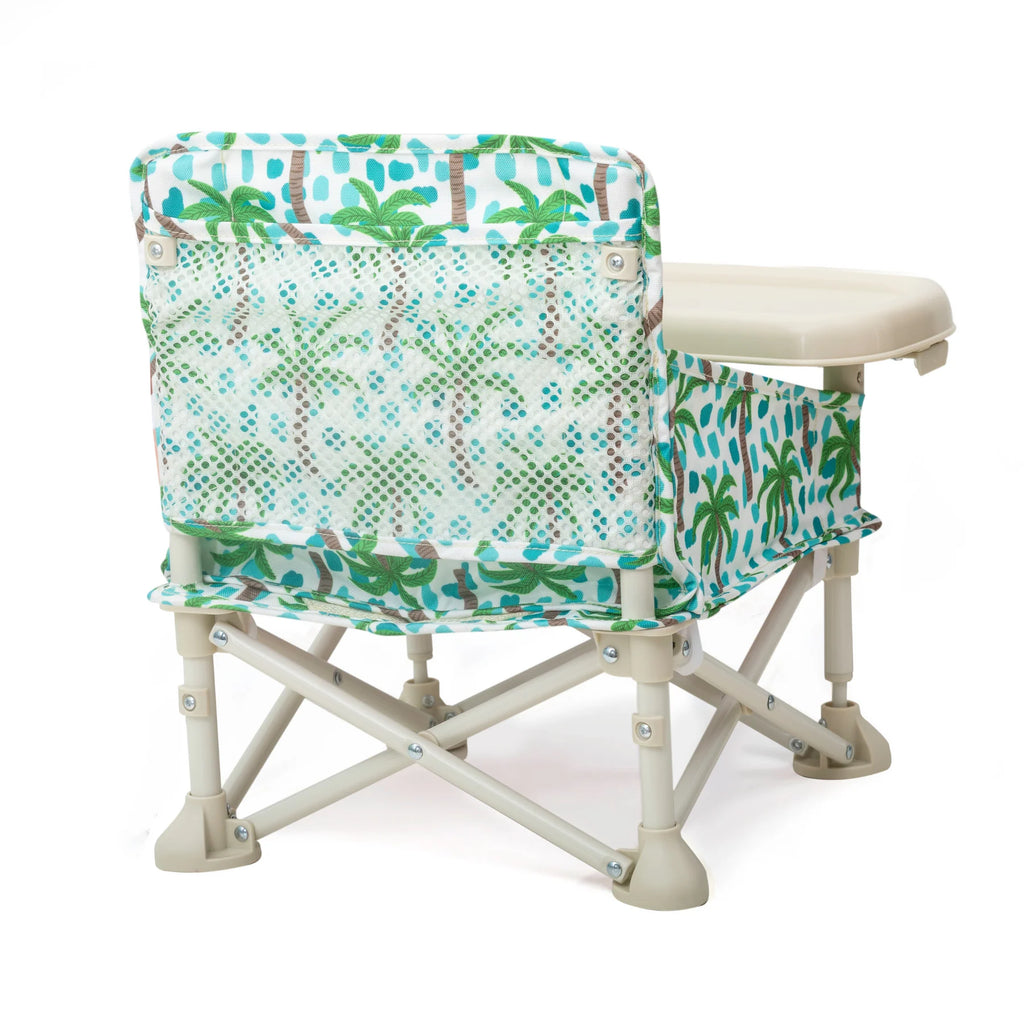 Rear view of Izimini Baby Chair Kai showing mesh back and sturdy foldable frame – perfect for travel and outdoor use.