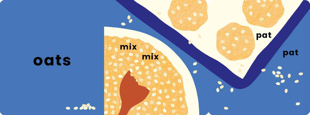 Illustration of oats with text labels on a blue background