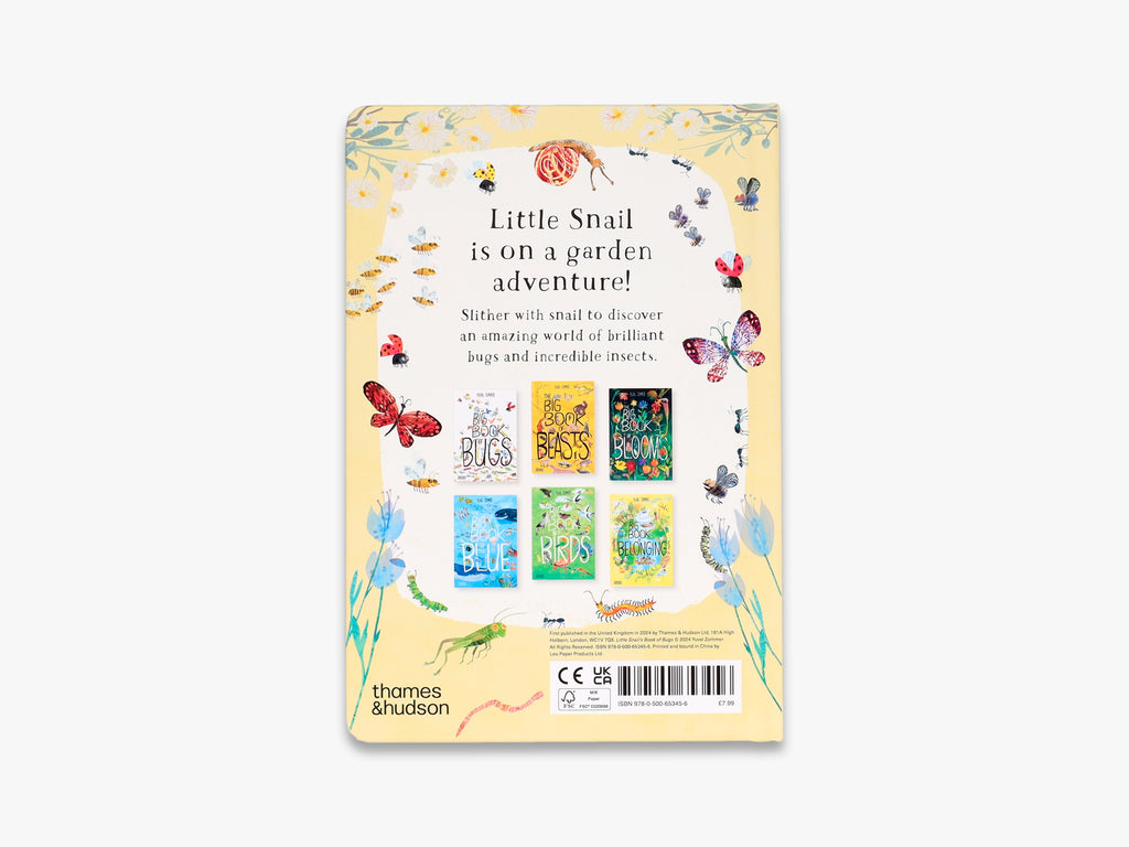 Back cover of the book displaying a selection of titles in the same series, surrounded by small bug illustrations and floral motifs.