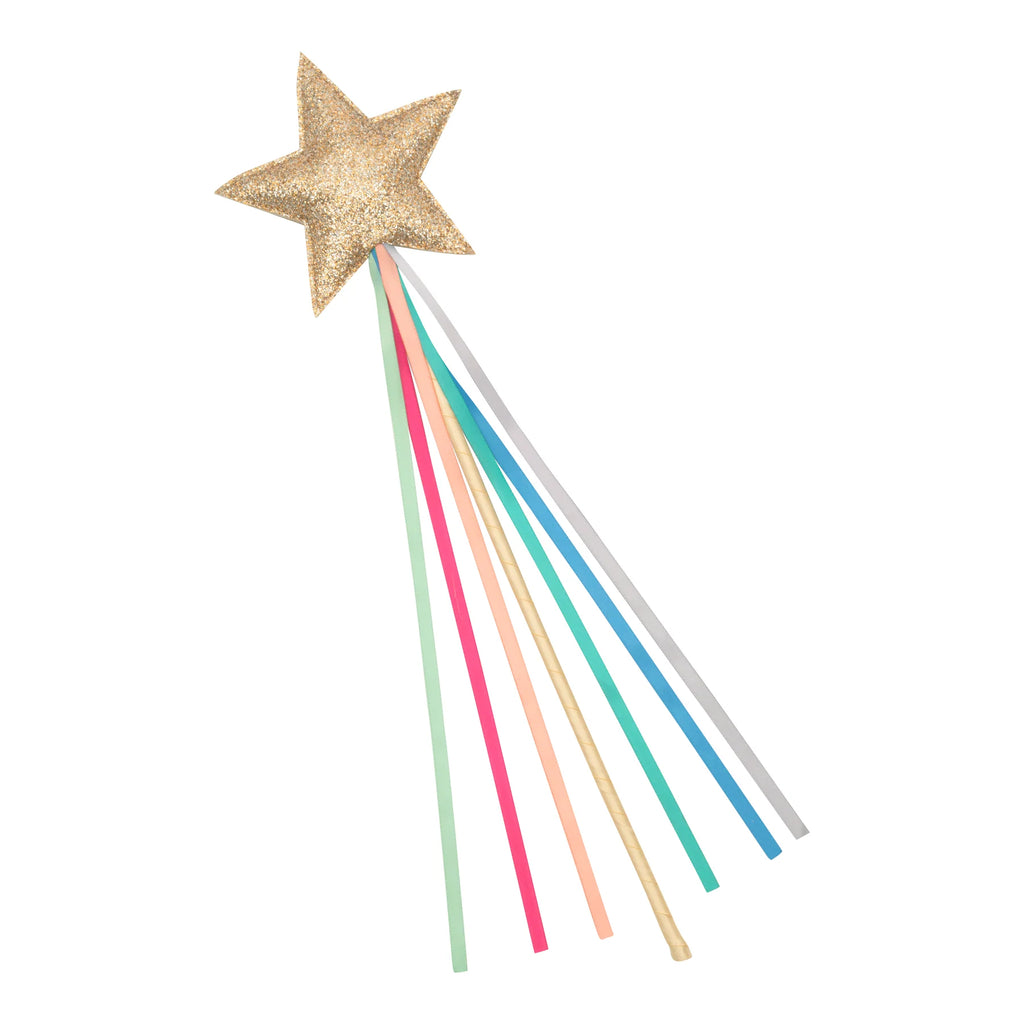 Wave a little magic with the Rainbow Wand by Mimi & Lula! Glitter gold star and rainbow ribbons make playtime and parties extra enchanting.