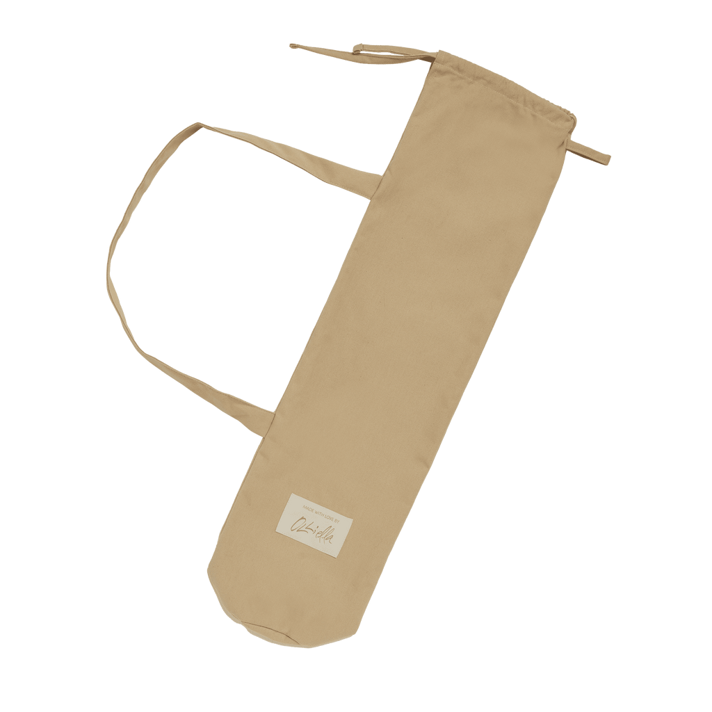 Sollie Stroller Honey with matching carry bag – Honey stroller alongside coordinating cotton canvas drawstring storage bag with strap.